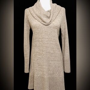 Anthropologie Wool Alpaca Cashmere Tan Cowl Neck Sweater Dress Size S